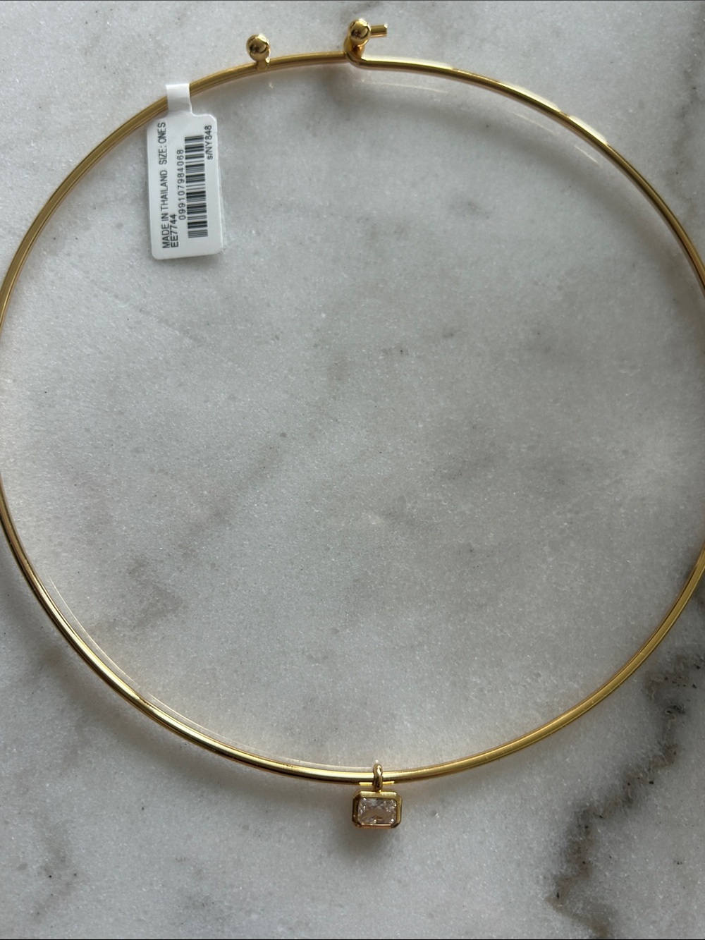 NWT Madewell Emerald-Cut Crystal Wire Choker Necklace - Picture 4 of 6
